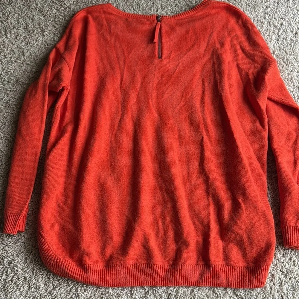 H&M L Oversized Orange Crew Neck Sweater with Zip Up Back Detail Women's EUC